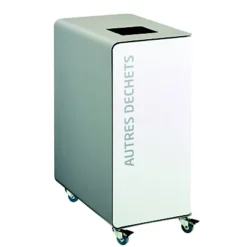 Borne De Tri Sélectif 90l Support-sac Avec Roulettes Sans Serrure - Cubatri - Tri Autres Déchets-blanc+gris