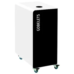 Borne De Tri Sélectif 90l Support-sac Avec Roulettes Sans Serrure - Cubatri - Tri Gobelets-gris+blanc