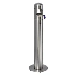 Cendrier Colonne Sur Pied Inox Brossé 5 L