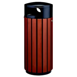 Corbeille à Poser Ou à Fixer Zeno Alu- 80l - Lattes Aluminium Effet Corten / Tête Gris Manganese