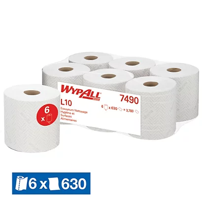 Essuie-mains Bobines à Dévidage Central WypAll L10 7490, Lot De 6 3 Essuie-mains Bobines à Dévidage Central WypAll L10 7490, Lot De 6