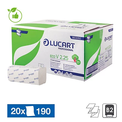 Essuie-mains Enchevêtrés Lucart Eco V, 20 Paquets De 190 3 Essuie-mains Enchevêtrés Lucart Eco V, 20 Paquets De 190