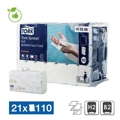 Essuie-mains Enchevêtrés Tork XPress Soft H2, 21 Paquets De 110 3 Essuie-mains Enchevêtrés Tork XPress Soft H2, 21 Paquets De 110
