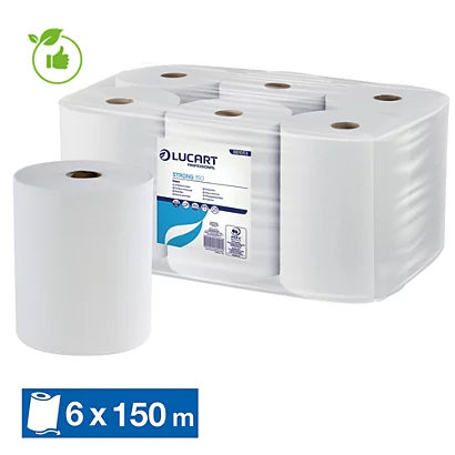Essuie-mains Rouleaux Lucart Strong, Lot De 6 De 150 M 3 Essuie-mains Rouleaux Lucart Strong, Lot De 6 De 150 M