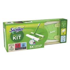 Kit Balai Swiffer Avec 8 Lingettes Sèches Et 3 Lingettes Imprégnées