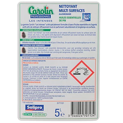 Nettoyant Multi-usages Concentré Carolin Professionnel Pin 5 L 4 Nettoyant Multi-usages Concentré Carolin Professionnel Pin 5 L – Image 2