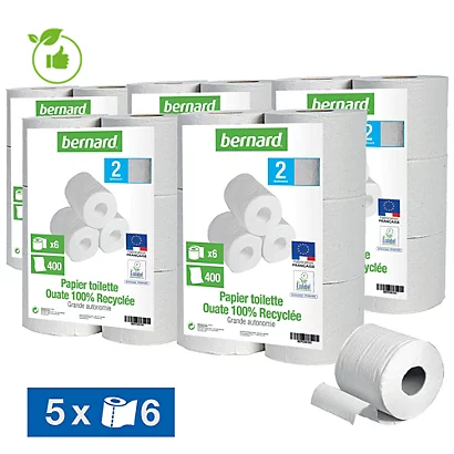 Papier Toilette Bernard XXL 2 épaisseurs, Lot De 30 Rouleaux 3 Papier Toilette Bernard XXL 2 épaisseurs, Lot De 30 Rouleaux