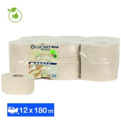 Papier Toilette Lucart EcoNatural économique, Lot De 12 Mini Bobines