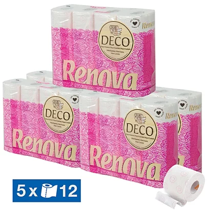 Papier Toilette Renova 4 épaisseurs Lotionnées, Lot De 60 Rouleaux 3 Papier Toilette Renova 4 épaisseurs Lotionnées, Lot De 60 Rouleaux