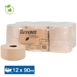 Papier Toilette Renova Love & Action Jumbo 2 épaisseurs, Lot De 12 Rouleaux