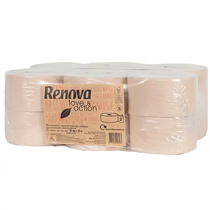 Papier Toilette Renova Love & Action Jumbo 2 épaisseurs, Lot De 12 Rouleaux 7 Papier Toilette Renova Love & Action Jumbo 2 épaisseurs, Lot De 12 Rouleaux – Image 5