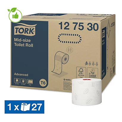 Papier Toilette Tork Distributeur T6 2 épaisseurs, Lot De 27 Rouleaux 3 Papier Toilette Tork Distributeur T6 2 épaisseurs, Lot De 27 Rouleaux