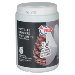 Pastilles Urinoirs Antitartre Parfumées Prep 3 En 1 Pin, Boîte De 40