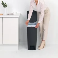 Poubelle à Pédale 40 L Step Up, Coloris Gris Foncé -Nettoyage Outils Boutique poubelle p dale 40 step up coloris gris fonc 460550 5