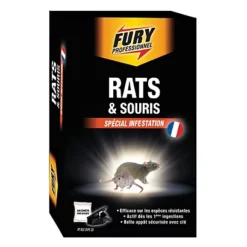 Raticide Et Souricide Fury, 7 Sachets De 20g Avec Boite Appât