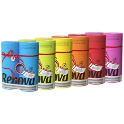 RENOVA Maxi Red, Papier Toilette Couleur En Maxi Rouleaux, Triple épaisseur, 180 Feuilles, 6 Coloris Panachés (lot De 36)