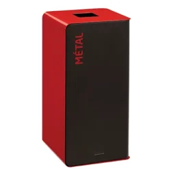 ROSSIGNOL Borne De Tri Selectif 40l Sans Serrure - Cubatri - Tri Metal - Gris Manganese / Rouge Signalisation