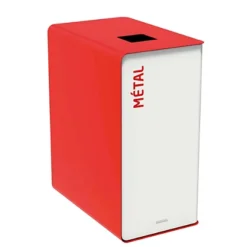 ROSSIGNOL Borne De Tri Selectif 90l Sans Serrure - Support Sac - Cubatri - Tri Metal - Blanc / Rouge Signalisation