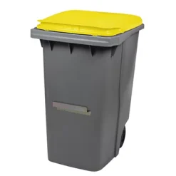 ROSSIGNOL Conteneur 2 Roues Korok - 340l - Avec Barre Ventrale - Gris / Jaune