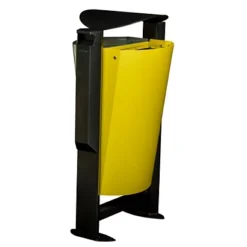 ROSSIGNOL Corbeille 2 X 60l Arkea Metal Avec Cendrier 3l - Tri Divers/plastique Et Metal - Gris Ciment / Jaune Colza