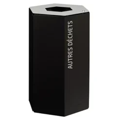 ROSSIGNOL Corbeille De Tri Selectif 50l - Avec Serrure - Hexatri - Tri Dechets Divers - Gris Manganese / Gris Clair