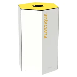 ROSSIGNOL Corbeille De Tri Selectif 50l - Sans Serrure - Hexatri - Tri Plastique - Blanc / Jaune Colza