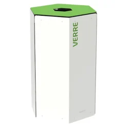 ROSSIGNOL Corbeille De Tri Selectif 50l - Sans Serrure - Hexatri - Tri Verre - Blanc / Vert Jaune