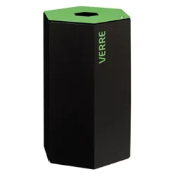 ROSSIGNOL Corbeille De Tri Selectif 50l - Avec Serrure - Hexatri - Tri Verre - Gris Manganese / Vert Jaune