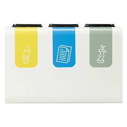 ROSSIGNOL Corbeille De Tri Selectif Tribu- 3x8l - Blanc Signalisation 5 ROSSIGNOL Corbeille De Tri Selectif Tribu- 3x8l - Blanc Signalisation – Image 3