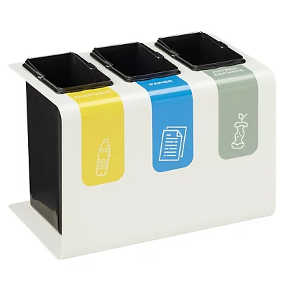 ROSSIGNOL Corbeille De Tri Selectif Tribu- 3x8l - Blanc Signalisation 3 ROSSIGNOL Corbeille De Tri Selectif Tribu- 3x8l - Blanc Signalisation