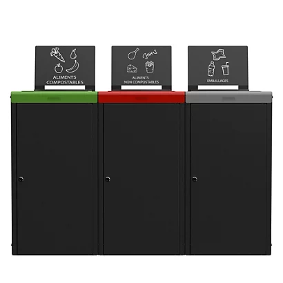 ROSSIGNOL Kit Meuble De Tri Selectif 3x65l Pour Restauration Collective - Avec Serrure - Alitri - Gris Manganese / Vert /rouge / Gris 4 ROSSIGNOL Kit Meuble De Tri Selectif 3x65l Pour Restauration Collective - Avec Serrure - Alitri - Gris Manganese / Vert /rouge / Gris – Image 2