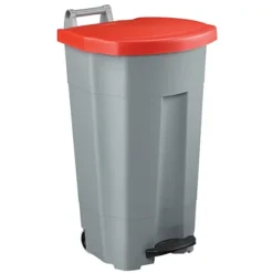 ROSSIGNOL Poubelle Mobile A Pedale - 90l - Boogy - Gris / Rouge