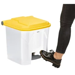 ROSSIGNOL Poubelle à Pédale Haccp 30l Utilo - Blanc / Jaune -Nettoyage Outils Boutique rossignol poubelle p dale haccp 30l utilo blanc jaune 9R54024 3