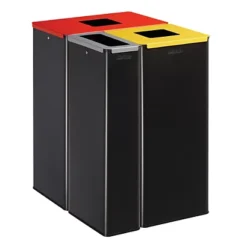 ROSSIGNOL Poubelle De Tri Selectif 60l Calitri - Tri Metal - Gris Manganese / Rouge Signalisation