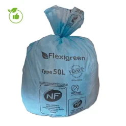 Sac Poubelle Bleu Flexigreen 50 L, Lot De 500