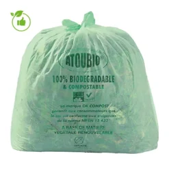 Sacs Poubelle Biodégradables Déchets Courants Verts 80 L, Lot De 200