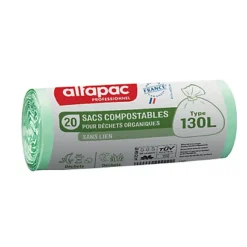 Sacs Poubelle Pour Déchets Compostables 130 L Naturels, Lot De 100