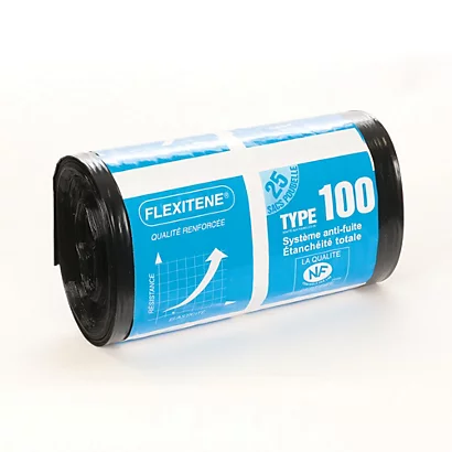 Sacs Poubelle Déchets Courants NF Fléxitène Noirs 100 L, Lot De 500 5 Sacs Poubelle Déchets Courants NF Fléxitène Noirs 100 L, Lot De 500 – Image 3