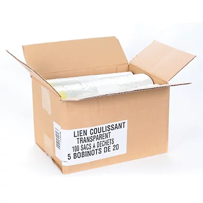 Sacs Poubelle Déchets Courants Poignées Coulissantes Transparents 30 L, Lot De 100 5 Sacs Poubelle Déchets Courants Poignées Coulissantes Transparents 30 L, Lot De 100 – Image 3