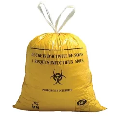 Sacs Poubelle Déchets Hospitaliers Dasri Poignées Coulissantes Jaunes 30 L, Lot De 500