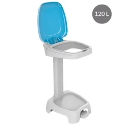 Support Sac Poubelle 2 Roues à Pédale Gilac Avec Couvercle Bleu 120 L -Nettoyage Outils Boutique support sac poubelle 2 roues p dale gilac couvercle bleu 120 463812 2