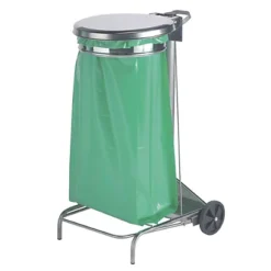 Support Sac Poubelle 2 Roues à Pédale Rossignol Collecroule Avec Couvercle Inox 110 L -Nettoyage Outils Boutique support sac poubelle 2 roues p dale rossignol collecroule couvercle inox 110 482250 2