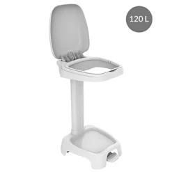 Support Sac Poubelle D'intérieur 2 Roues à Pédale Blanc Avec Couvercle 120 L -Nettoyage Outils Boutique support sac poubelle int rieur 2 roues p dale blanc couvercle 120 463811 2