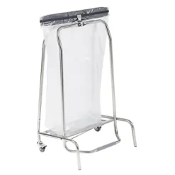 Support Sac Poubelle D'intérieur 2 Roues à Pédale Rossignol Inox Sans Couvercle 110 L