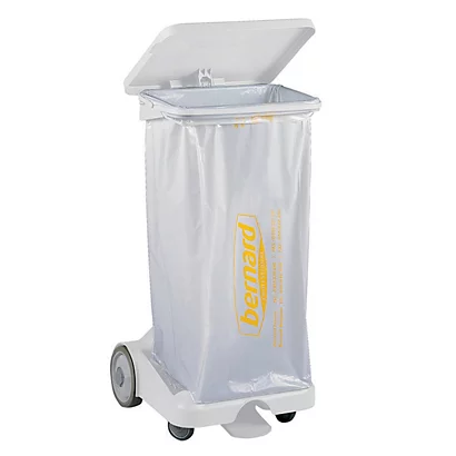 Support Sac Poubelle D'intérieur 4 Roues à Pédale Bernard Blanc Avec Couvercle 110 L 5 Support Sac Poubelle D'intérieur 4 Roues à Pédale Bernard Blanc Avec Couvercle 110 L – Image 3