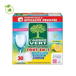 Tablettes Lave-vaisselle Cycle Long L'Arbre Vert Citron, Boîte De 30